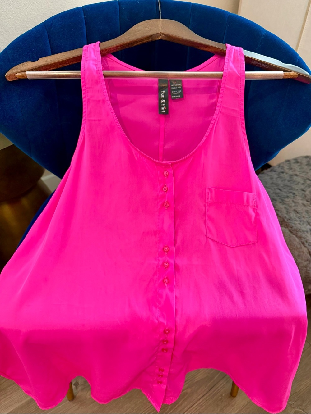 Pink Button-Front Blouse or Short Dress